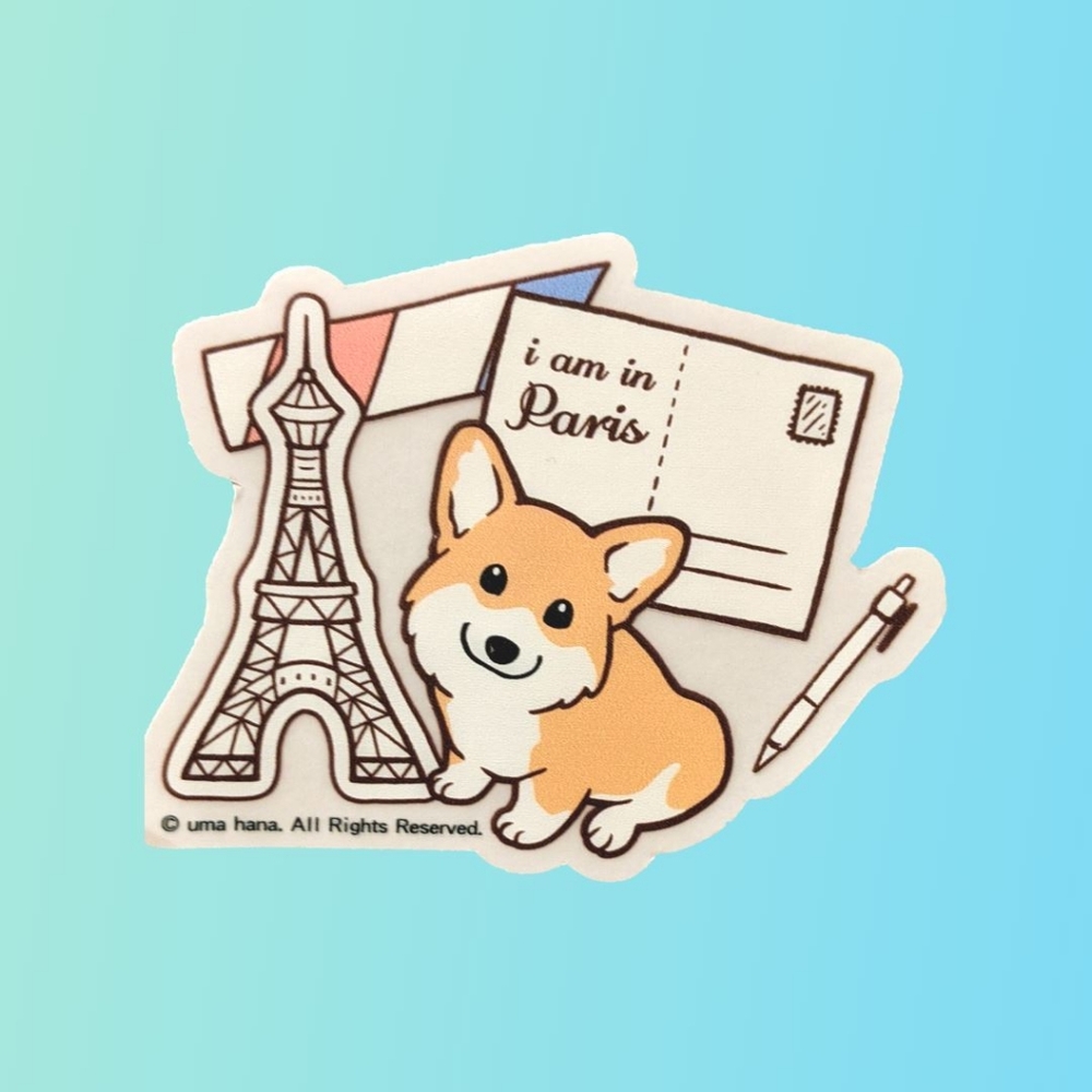 Waterproof Corgi Travel Sticker Decal Die Cut